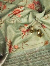 Soft Semi Tussar Kota Weaving  - Sea Blue