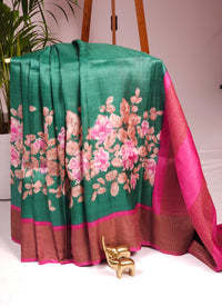 Pure Tussar Silk Saree with Zari Border -
