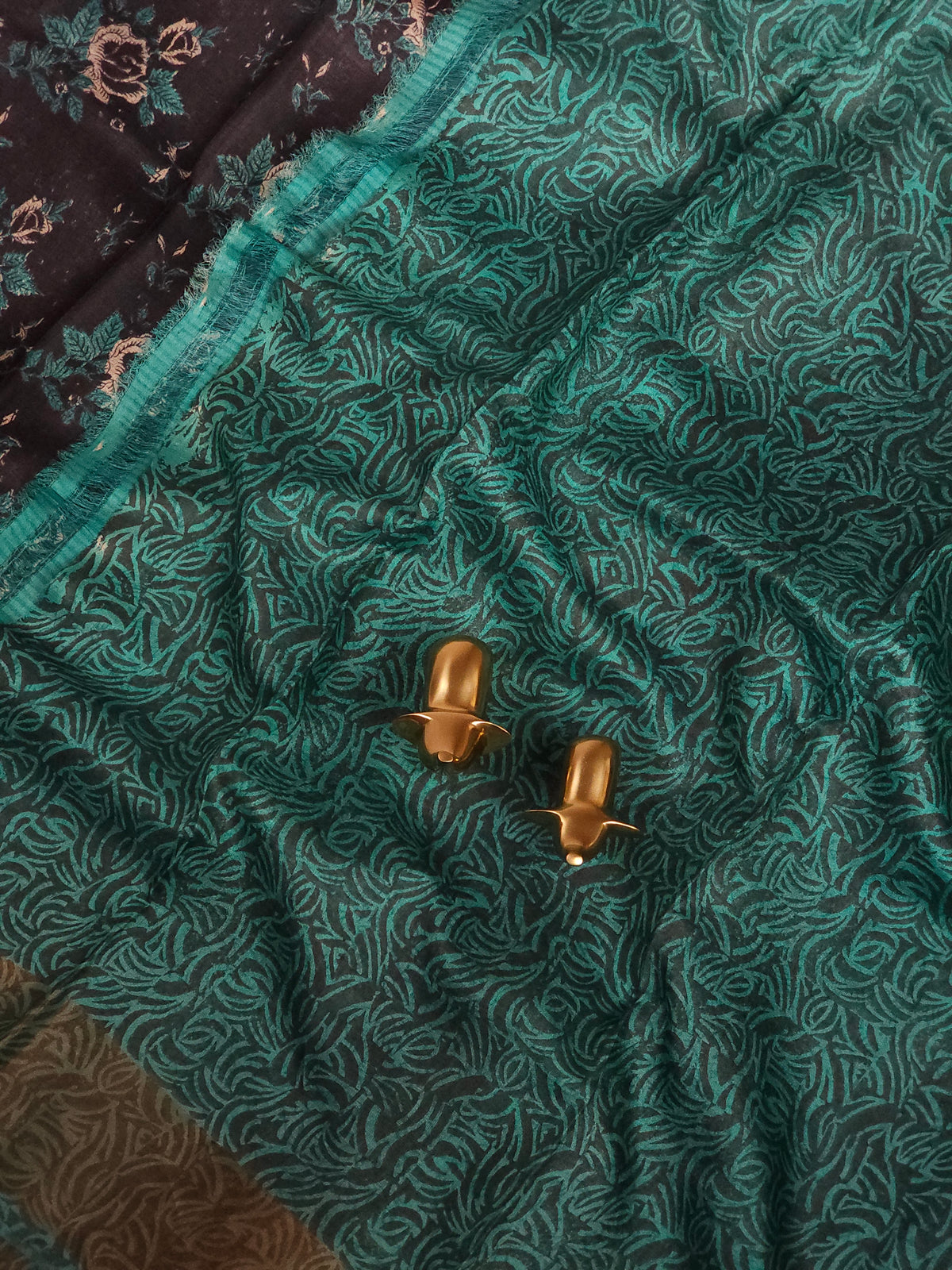 Pure Tussar Silk Saree with Zari Border - Black with Blue