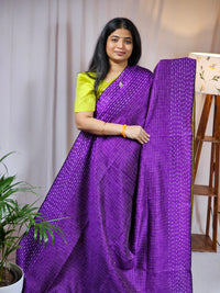 Semi Raw Silk Saree - Purple with Mustard Yellow