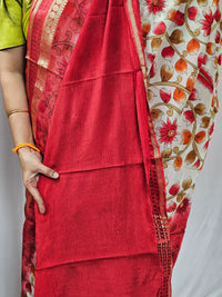 Pure Georgette with Zari Woven Border Saree - Red