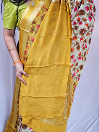 Pure Georgette with Zari Woven Border Saree - Yellow