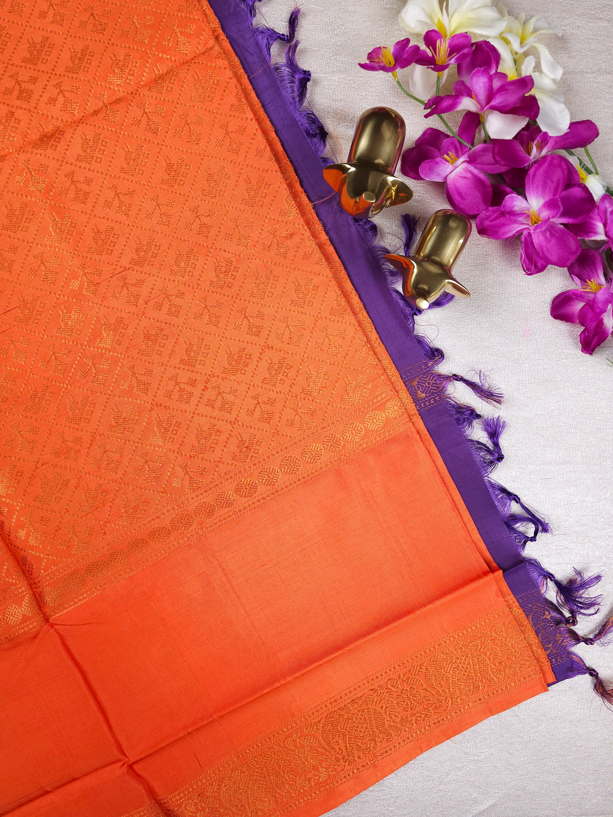 Chinnalampattu Border -Orange  with Purple