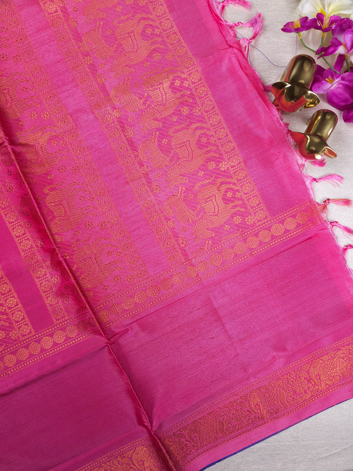 Chinnalampattu Border -Blue  with Pink