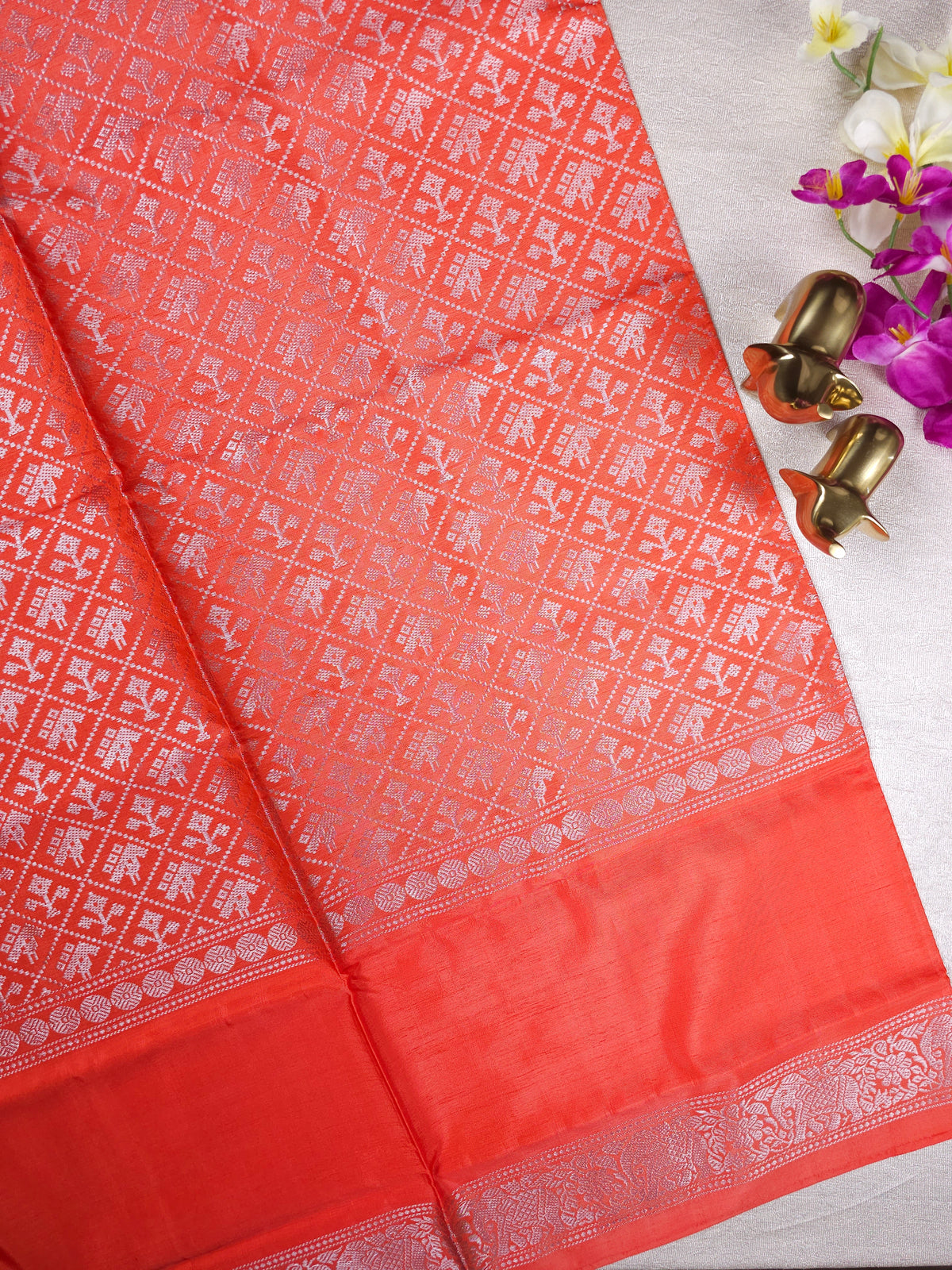 Chinnalampattu Border -Orange with Blue