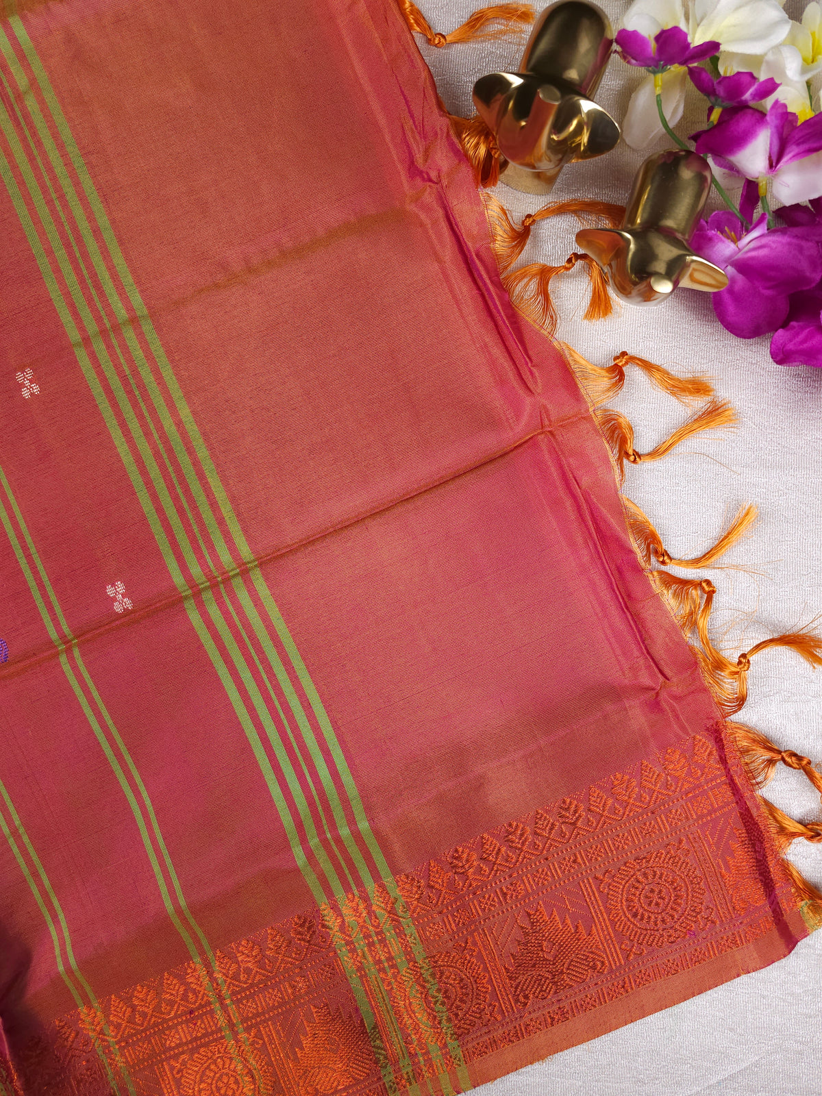 Chinnalampattu Border - Green with Red