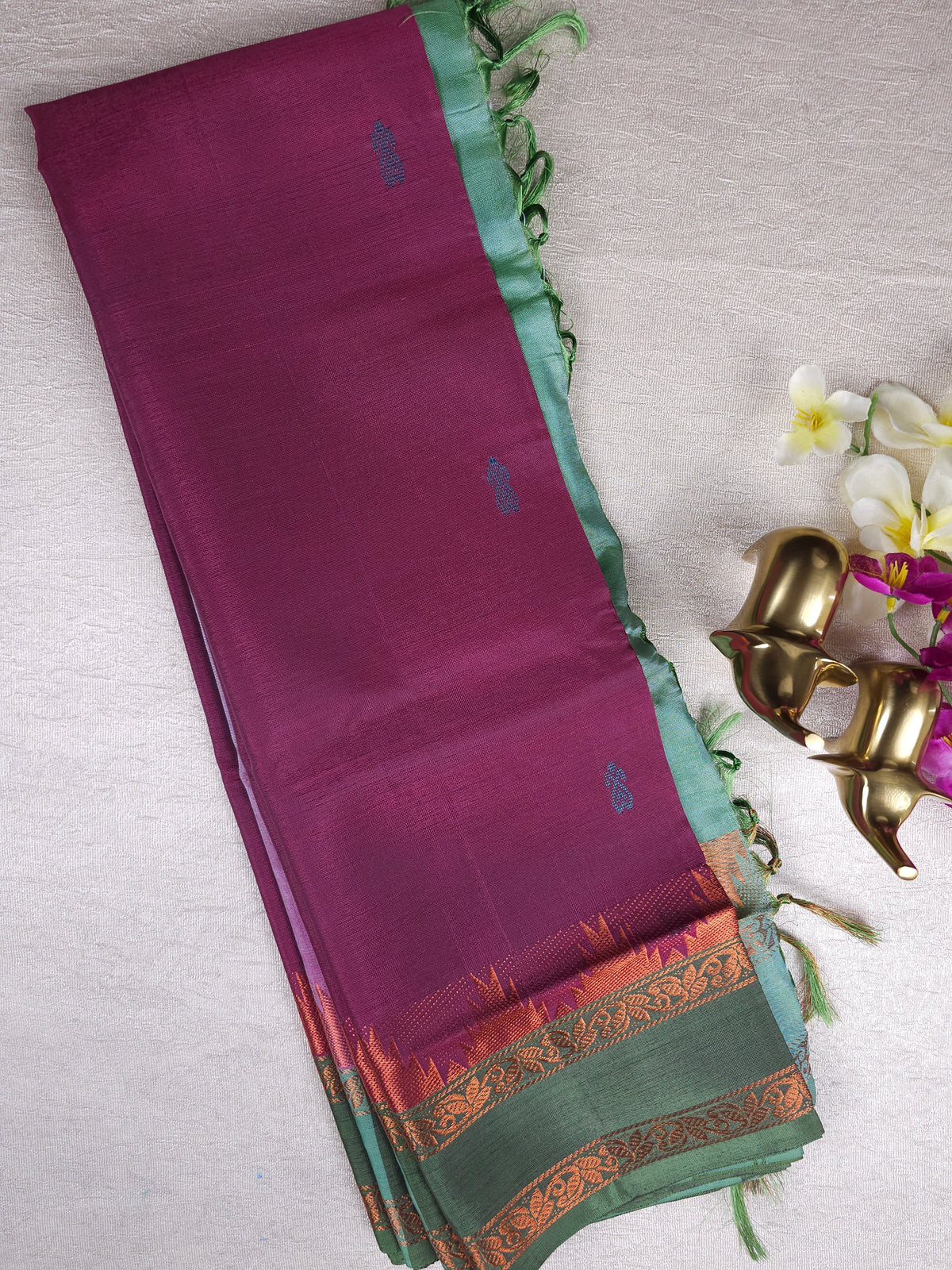 Chinnalampattu Border - Purple with Green