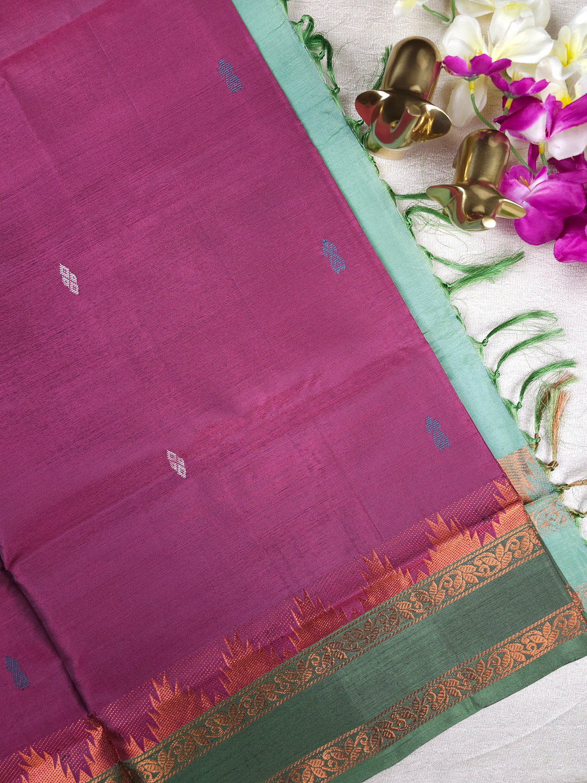 Chinnalampattu Border - Purple with Green