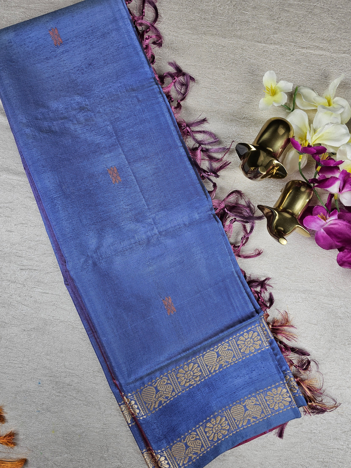 Chinnalampattu Border - Blue  with Dark Red