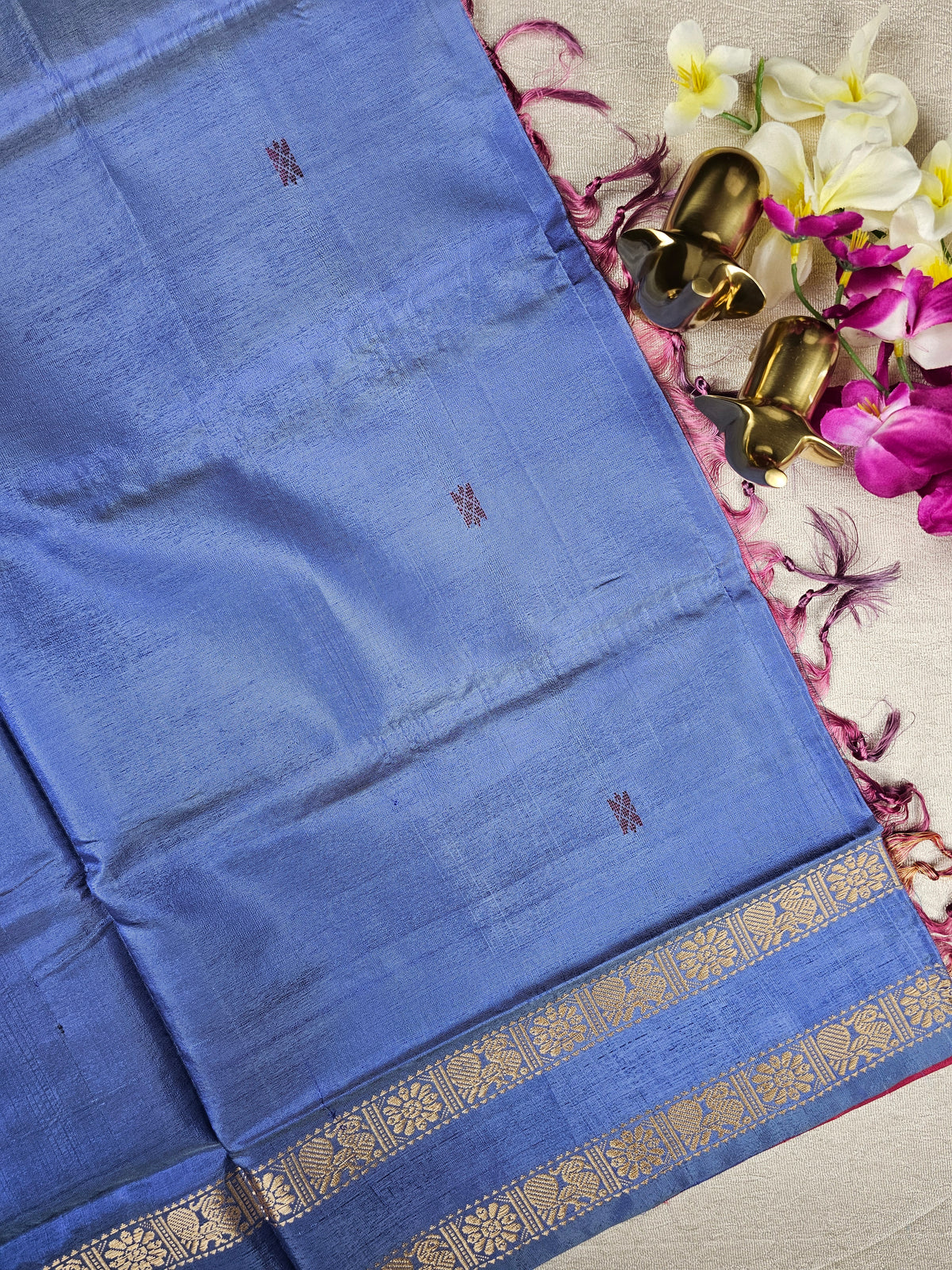 Chinnalampattu Border - Blue  with Dark Red