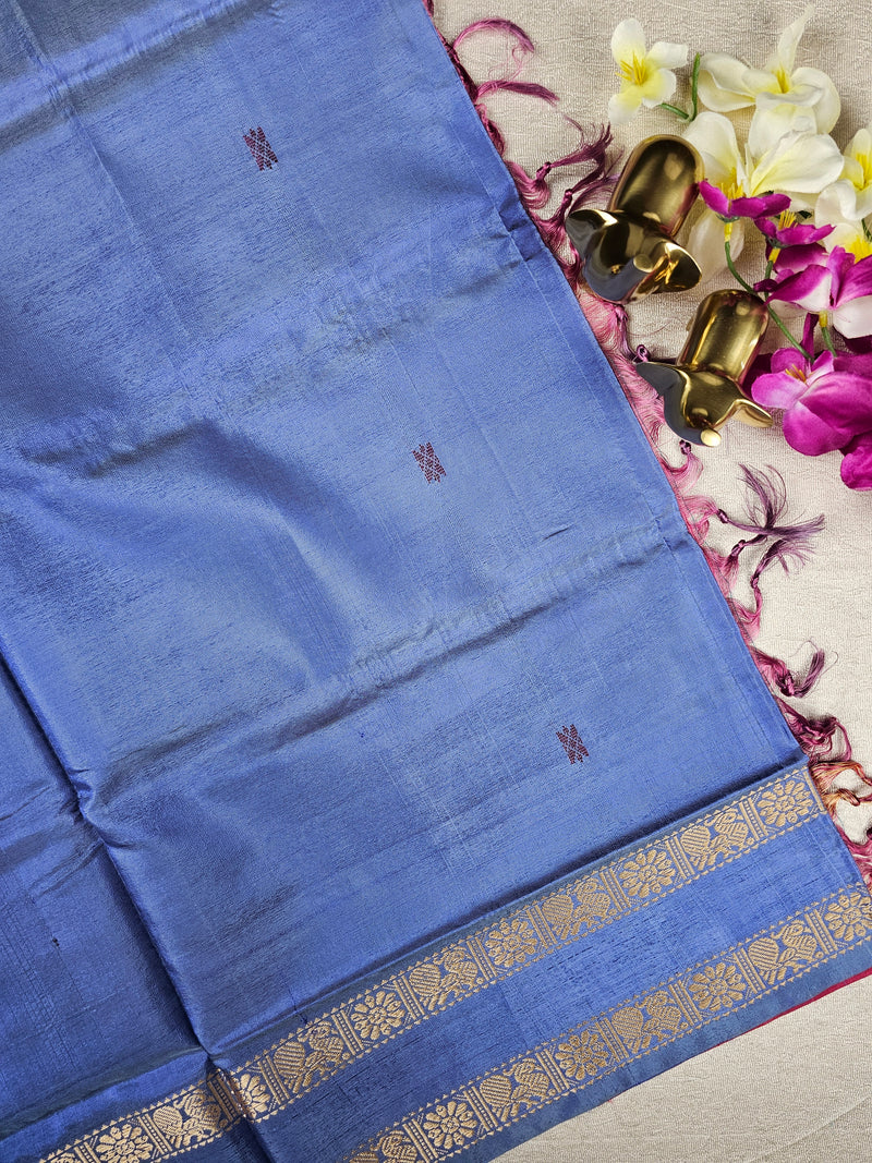 Chinnalampattu Border - Blue  with Dark Red