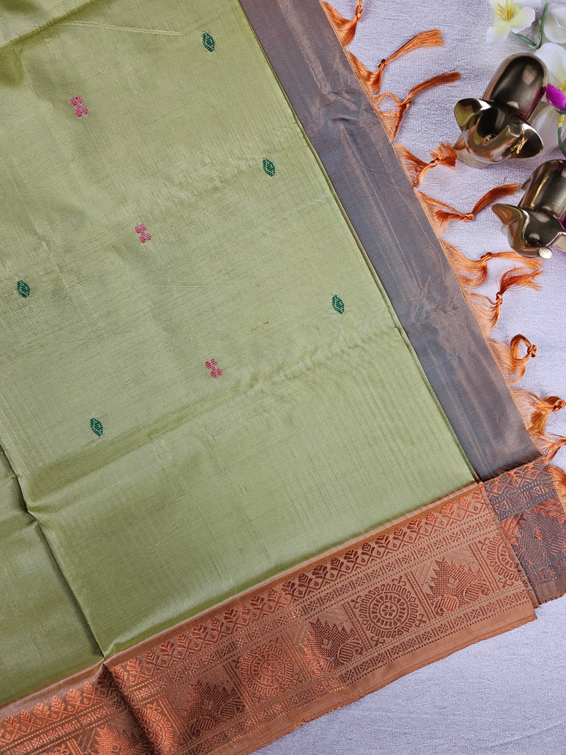Chinnalampattu Border - Green   with Dual Shade off Green with Yellow