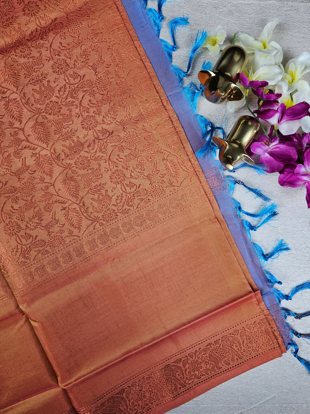 Chinnalampattu Border -Dark Orange with Blue