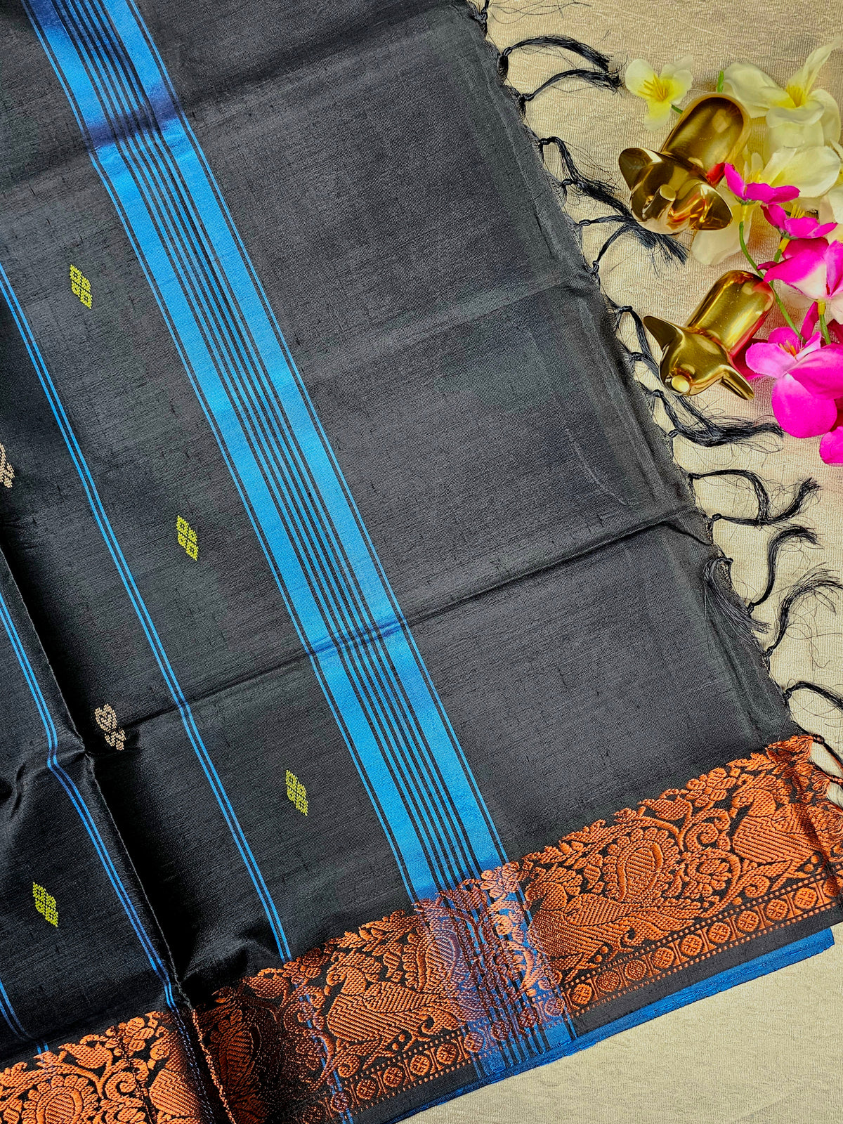 Chinnalampattu Border - Blue with Black