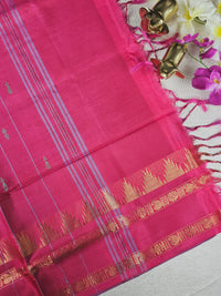 Chinnalampattu Border - Peacock  Green with  Dark Pink