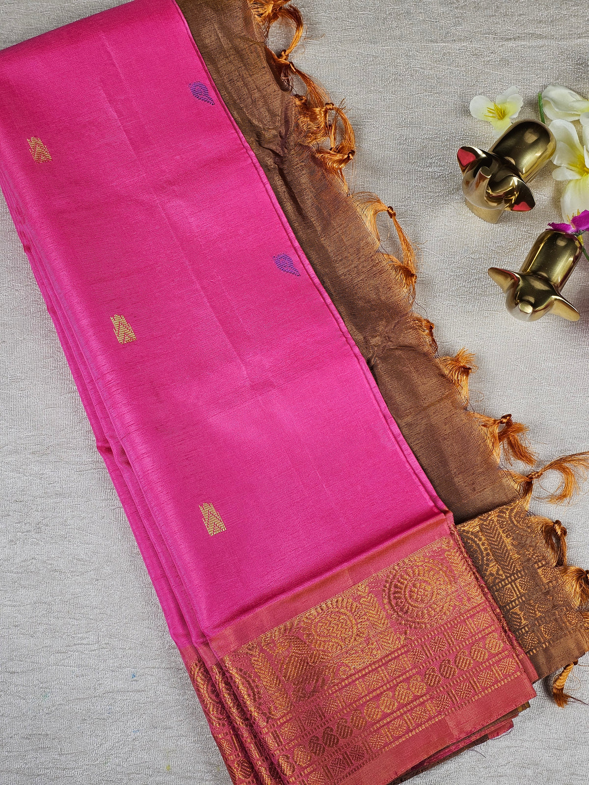 Chinnalampattu Border - Pink  with Brown