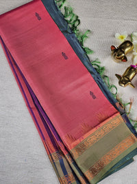 Chinnalampattu Border - Pink  with Peacock Green