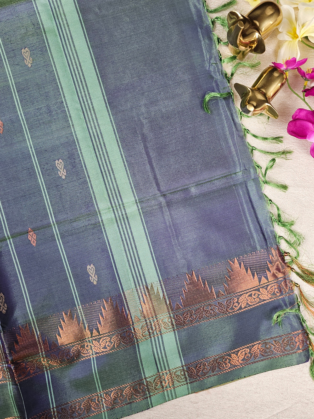 Chinnalampattu Border - Pink  with Peacock Green