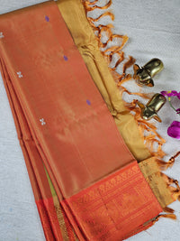 Chinnalampattu Border - Dark Orange with Yellow