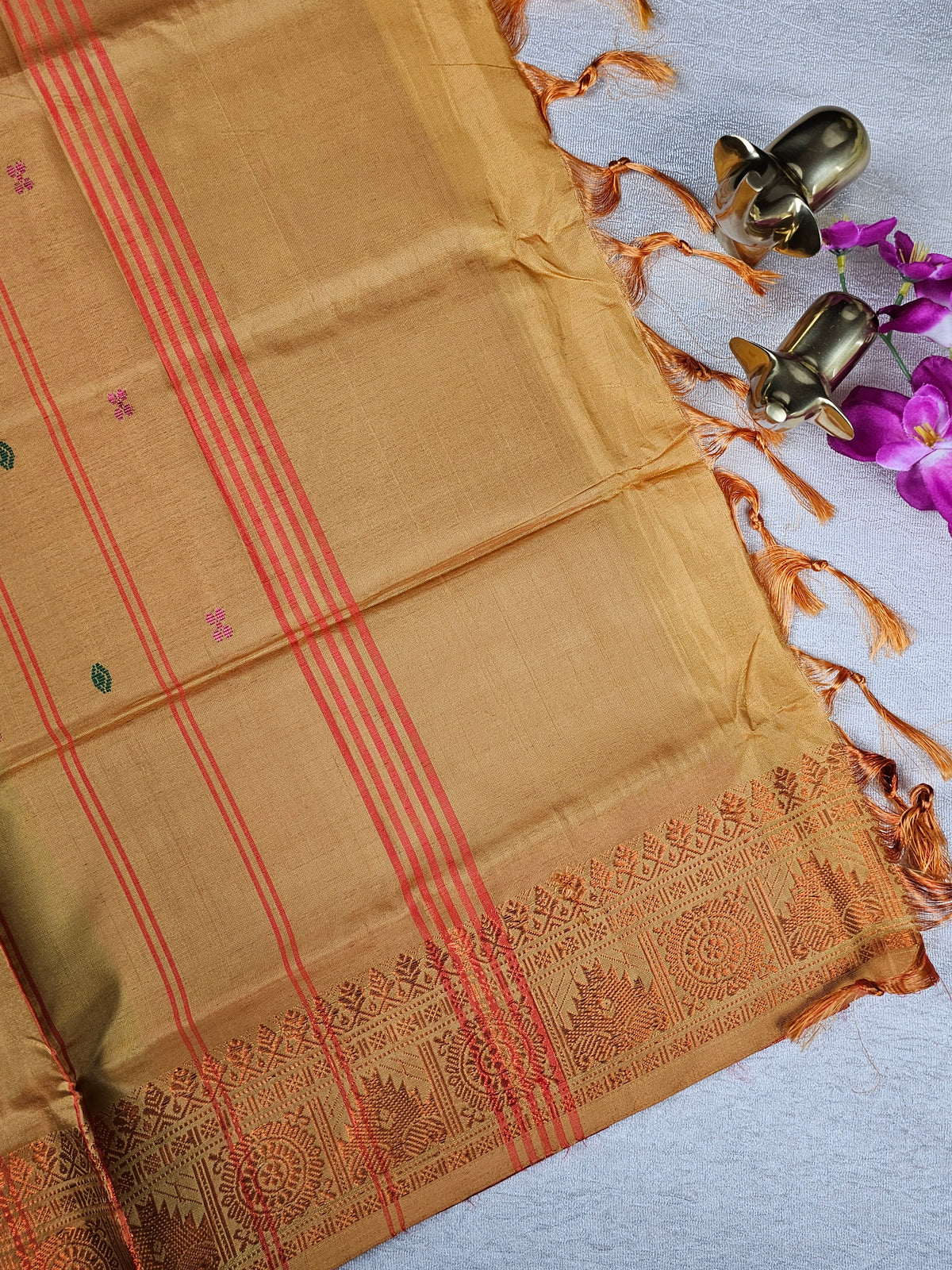 Chinnalampattu Border - Dark Orange with Yellow