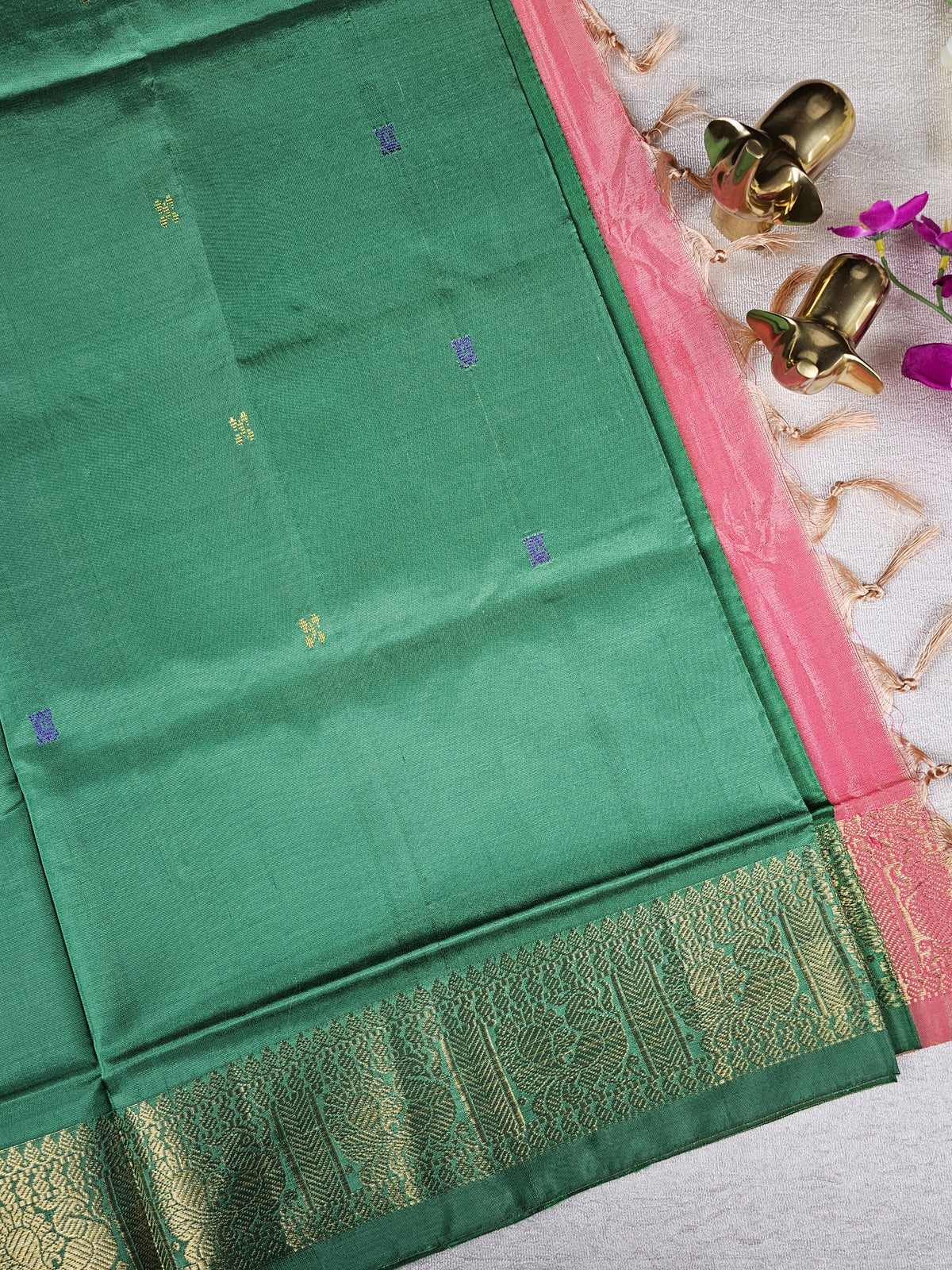 Chinnalampattu Border -Dark  Green with Red