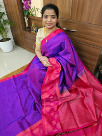 Handloom Pure Soft Silk Sarees - Purple with Pink