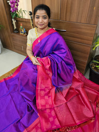 Handloom Pure Soft Silk Sarees - Purple with Pink