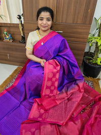 Handloom Pure Soft Silk Sarees - Purple with Pink