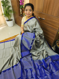 Classic Kanjivaram Pattern Pure Handloom Soft Silk Saree - Grey with