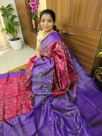 Classical Kanjivaram Pattern Full Brocade Pure Handloom Soft Silk Saree - Maroon with Purple