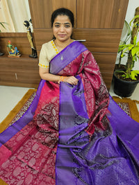 Classical Kanjivaram Pattern Full Brocade Pure Handloom Soft Silk Saree - Maroon with Purple