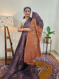 Bhagalpuri with Batik Print - Brown with Honey Brown