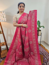Bhagalpuri with Batik Print - Pink with Maroon