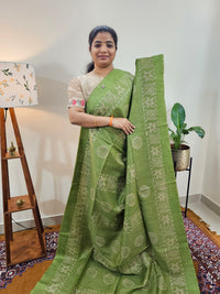 Bhagalpuri with Batik Print - Green with Grey