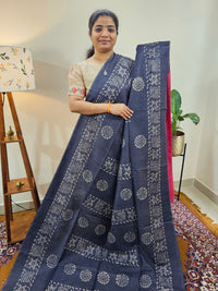 Bhagalpuri with Batik Print - Blue with Pink