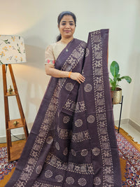 Bhagalpuri with Batik Print - Brown with Honey Brown