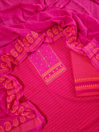 Handloom Pure Cotton Unstitched Salwar - Pink with Orange