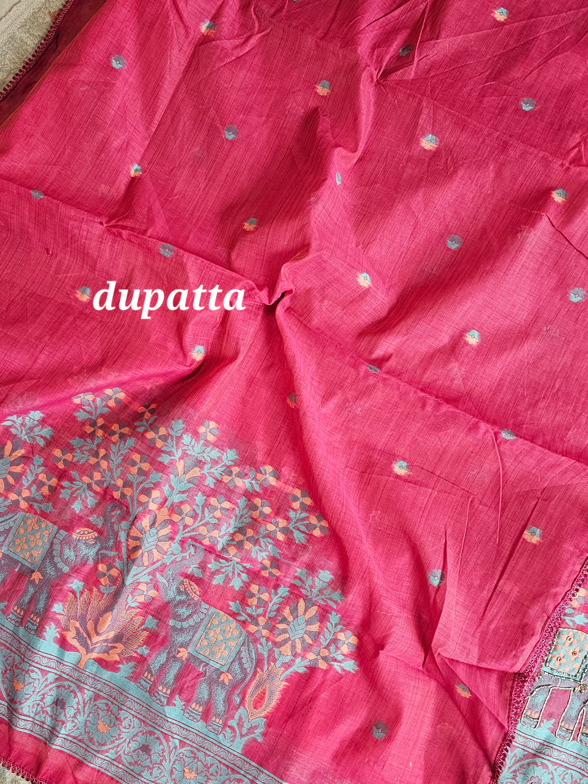 Semi Tussar Weaving Unstitched  Salwar Suit  - Dark Pink