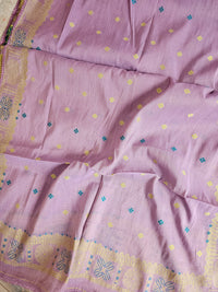 Semi Tussar Weaving Unstitched  Salwar Suit  - Lavender