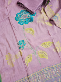 Semi Tussar Weaving Unstitched  Salwar Suit  - Lavender