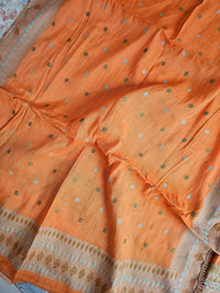 Semi Tussar Weaving Unstitched  Salwar Suit  - Orange