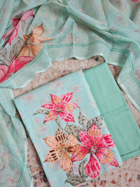 Linen Unstitched Salwar - Sea Green