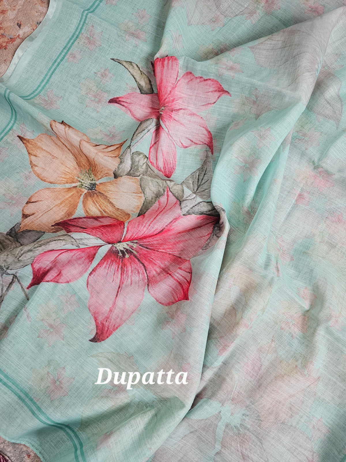 Linen Unstitched Salwar - Sea Green