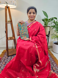 Semi Maheshwari Silk Cotton - Red