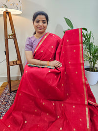 Semi Maheshwari Silk Cotton - Red