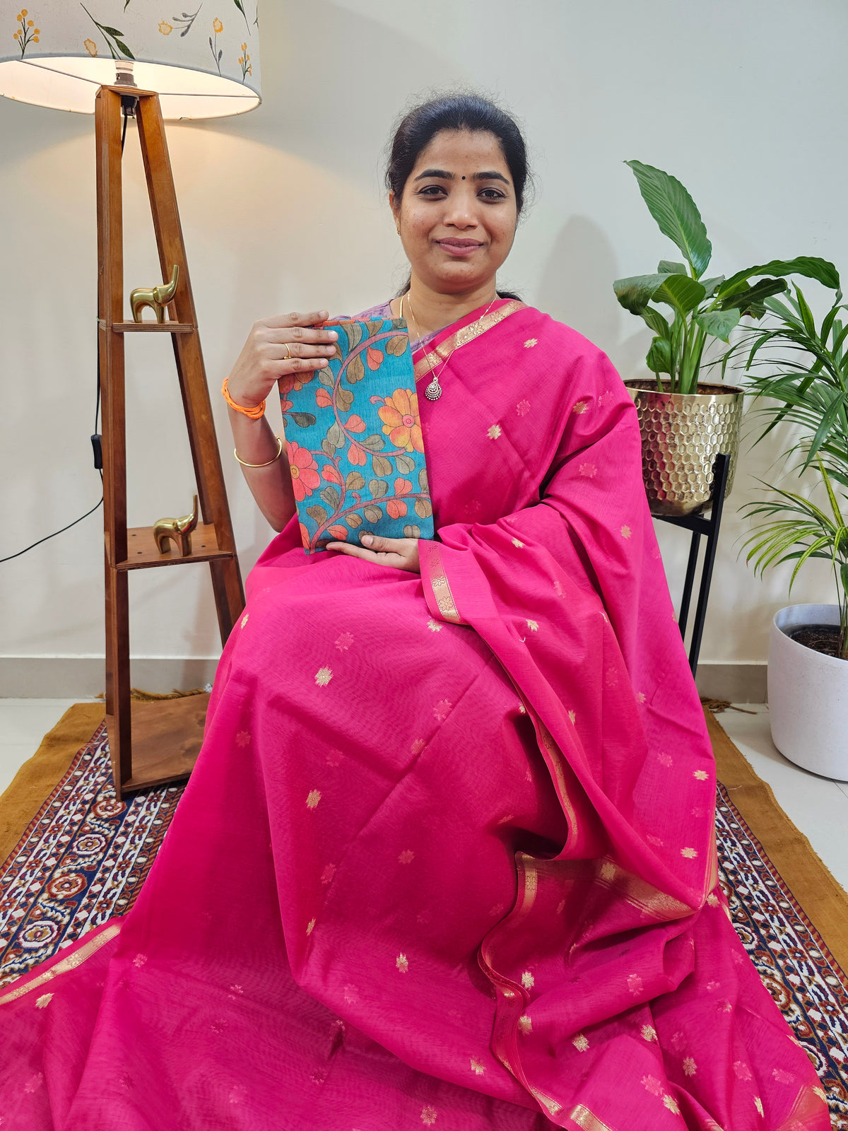 Semi Maheshwari Silk Cotton - Pink