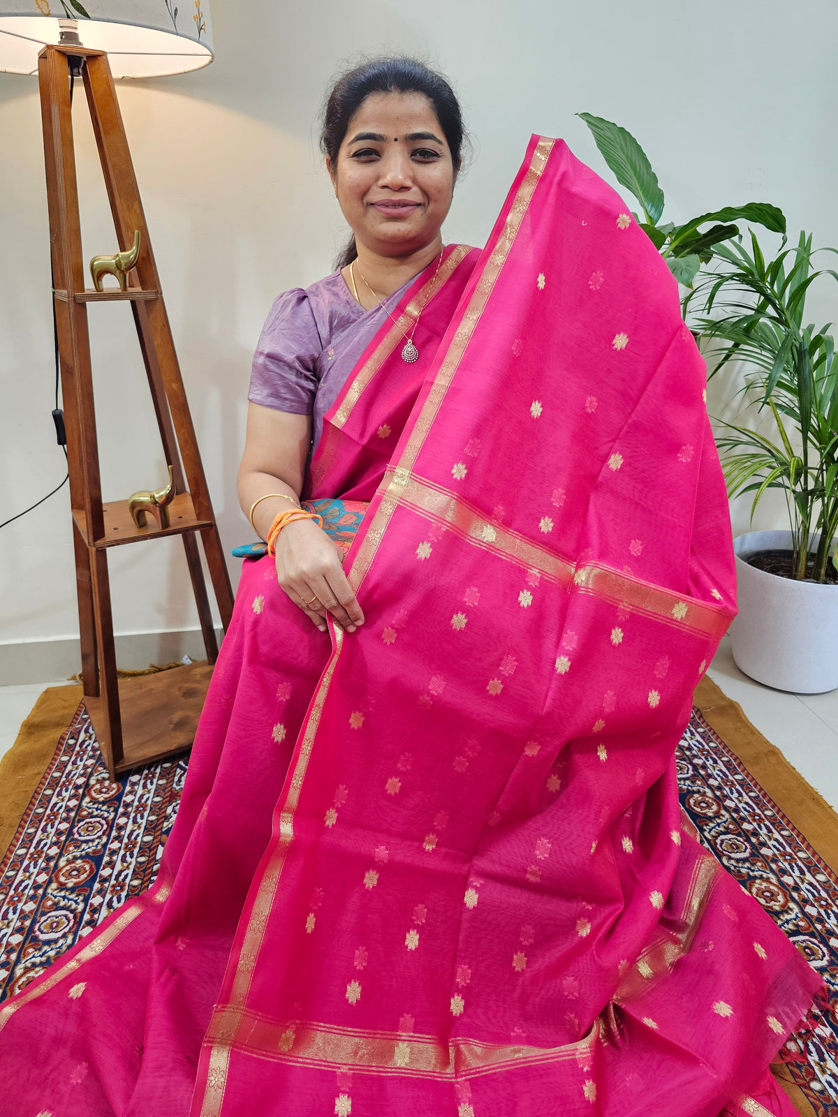 Semi Maheshwari Silk Cotton - Pink