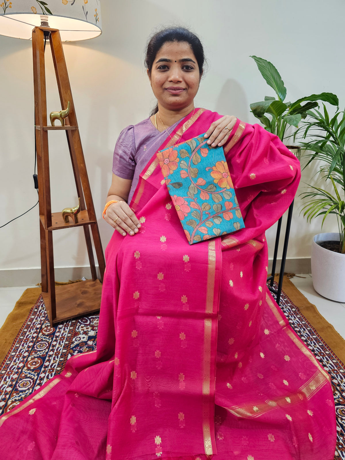 Semi Maheshwari Silk Cotton - Pink