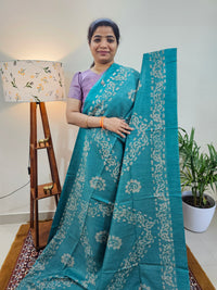 Bhagalpuri with Batik Print -Sea Green with Blue