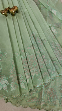 Premium Kota Designer Saree with Classy Patch Work - Mint Green